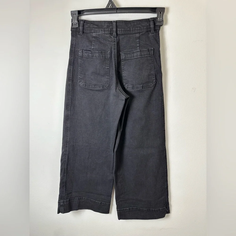 H&M High Waisted Culotte Wide Leg Cropped Jeans Black Size 4 - Picture 3 of 8
